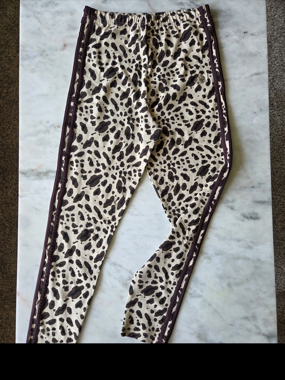 NWT Adidas Women's Size M Animal Print Leggings Brown & Cream